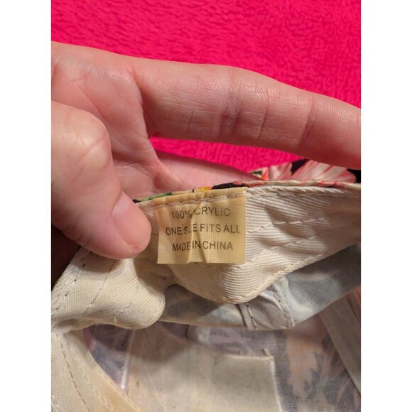 California Republic Bear Floral Snapback Hat Black Tropical Hibiscus Adjustable - Picture 8 of 8